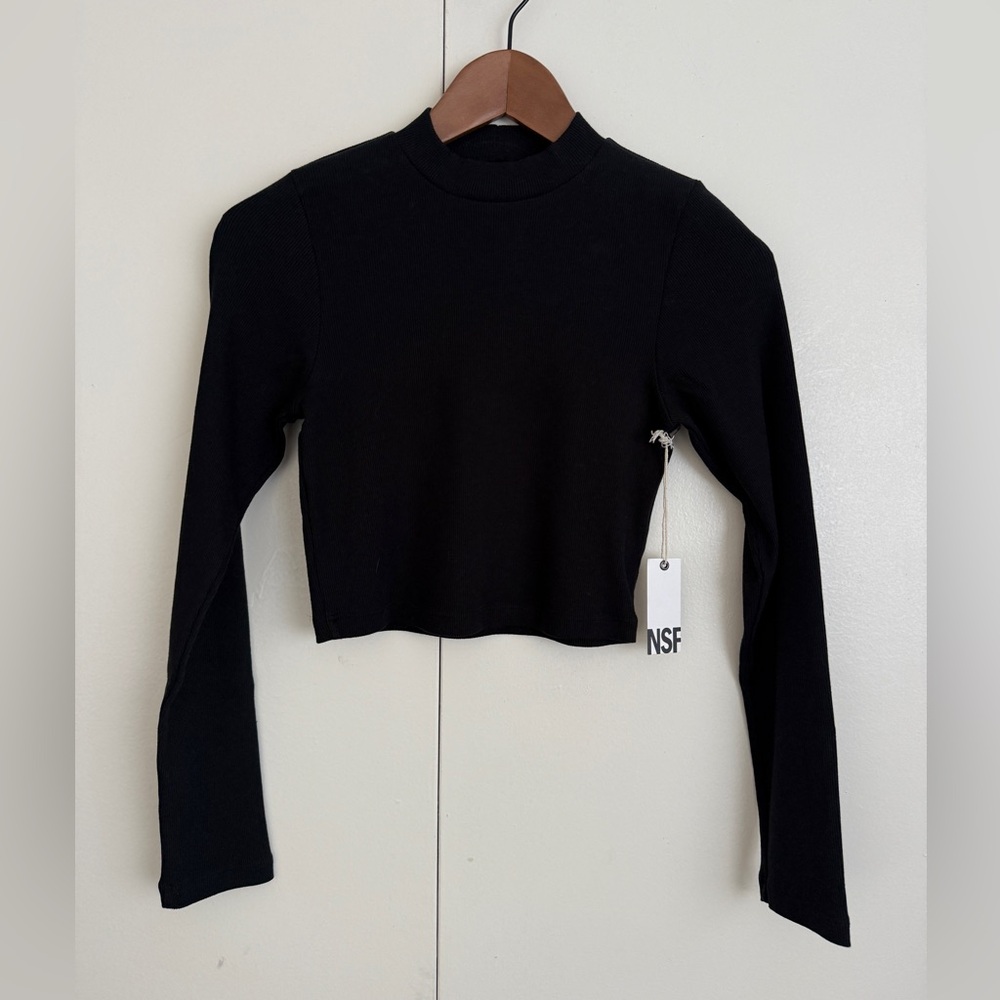 NSF Long Sleeve Rib Crop Tee - Black